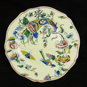 Rare Faience Plate By Gien of France, Dated 1855-60, Stapled At Rear, Cornucopia Design