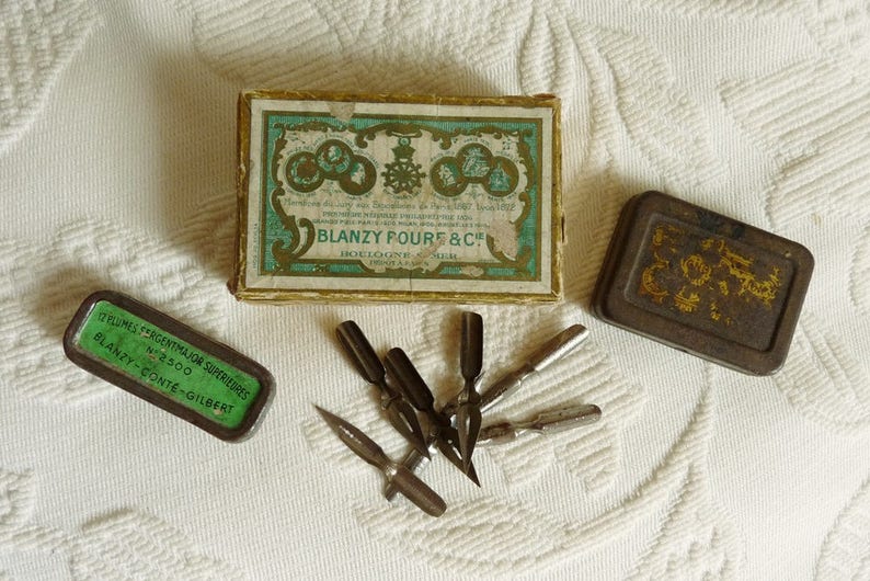 Antique Calligraphy Pen Nibs French Baignol & Farjon and Etsy