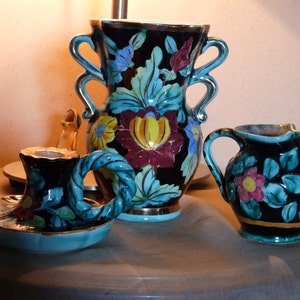 Vintage Porcelain Vase, Candle Holder and Cream Jug By Monaco All Signed Cerart 1950s