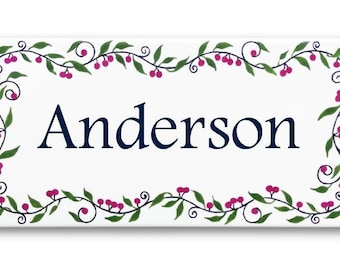Personalized House Name Plaque, Custom Name Sign, Front Door Name Tile, Custom Ceramic Nameplate, Housewarming Gift