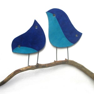 Blue Birds Outdoor Wall Art, Set of 2 Blue Birds, Bird Garden Art, Ceramic Wall Art, Garden Decor
