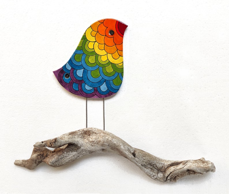 Rainbow Bird Art Ceramic Bird Wall Decor Outdoor Wall Art Etsy