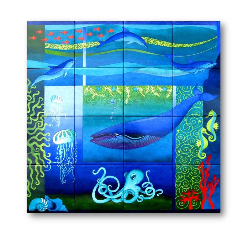 Large Nautical decor Outdoor wall art Tile mural nautical Etsy