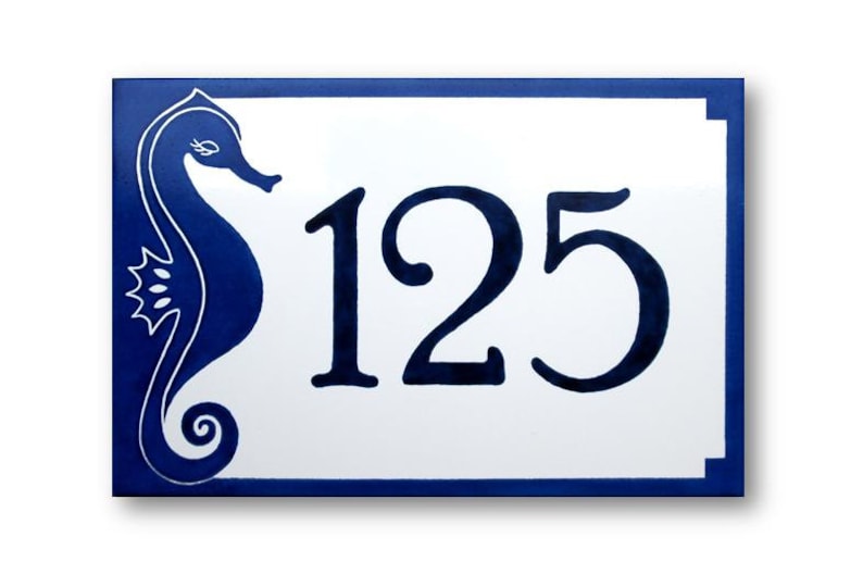 House numbers plaque Custom beach house numbers with seahorse Address numbers Beach house sign