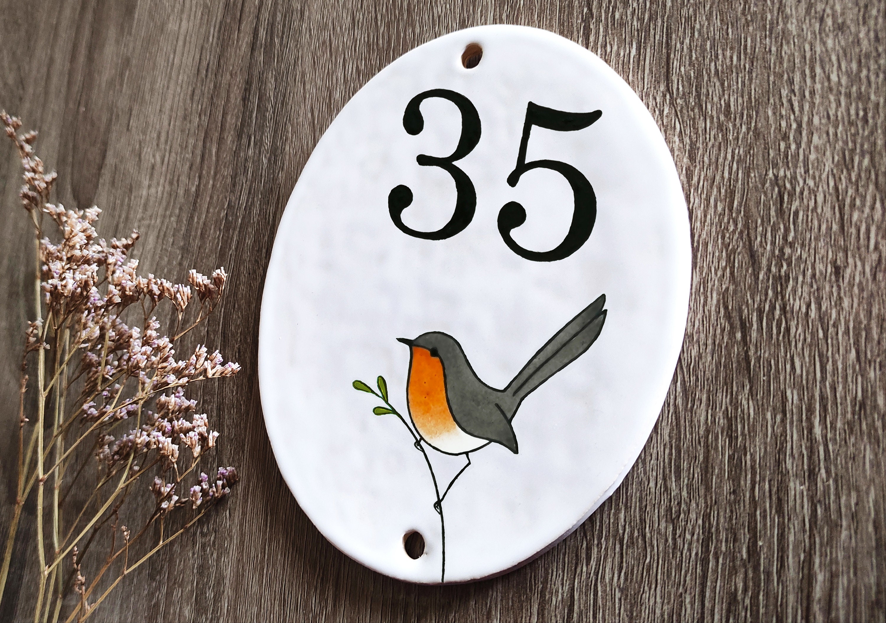 Custom House Sign With Songbirds, Ceramic Name Sign, Personalized House ...