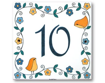 Cottagebord, cottage-huisnummer, aangepast adresbord, huisnummers vogels, cadeau vogelliefhebber