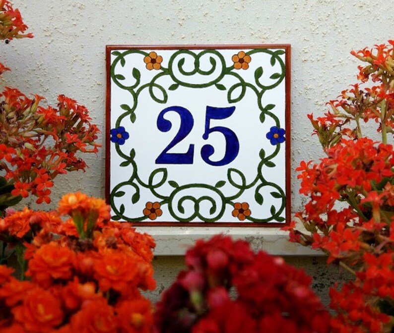 Address Plaque Address Numbers Sign Painted Ceramic Tiles Etsy Israel