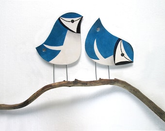 Blue birds wall decor, Wall art ceramic birds, Garden decor, Bird garden art