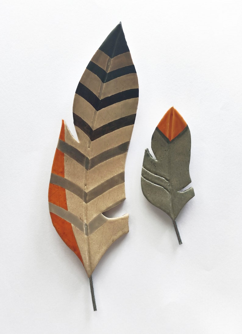 Feather Wall Art Set of 3 Feathers Wall Decor Wall Hanging Etsy