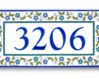 Tile House Number, House Number Sign, Custom House Numbers, Blue Numbers