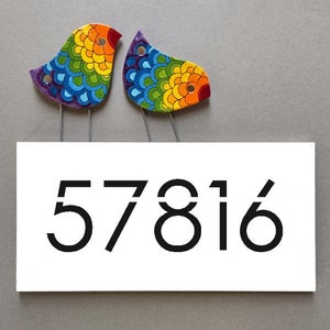 Custom address sign with songbirds, House numbers tile, Ceramic house sign, Personalized house numbers