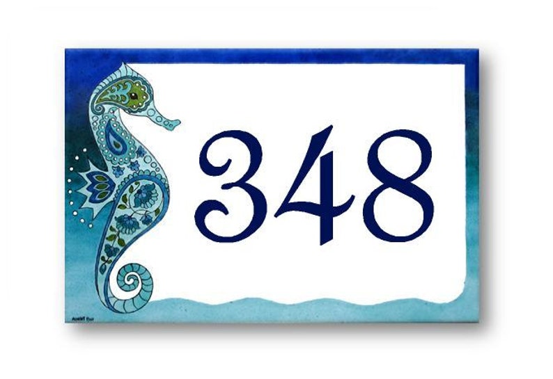 House numbers plaque Custom beach house numbers with seahorse Address numbers Beach house sign