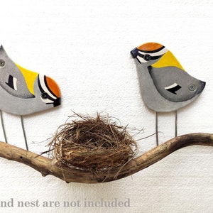 Birds wall art, Ceramic garden decor, Outdoor wall art, Bird wall decor, Perching birds wall art