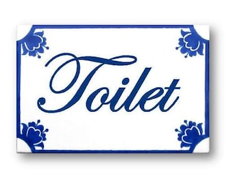Ceramic toilet sign, Restroom sign, Bathroom sign, Toilet door sign, Bathroom decor