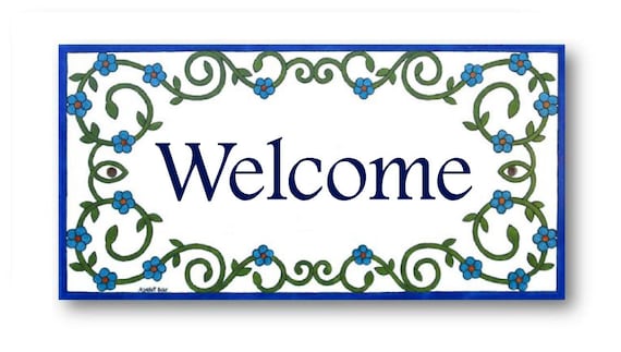 Ceramic Welcome sign, Front porch decor, Personalized house sign, Welcome tile, Garden decor, Housewarming gift