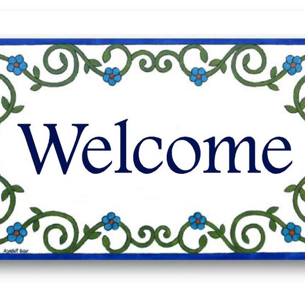 Ceramic Welcome sign, Front porch decor, Personalized house sign, Welcome tile, Garden decor, Housewarming gift