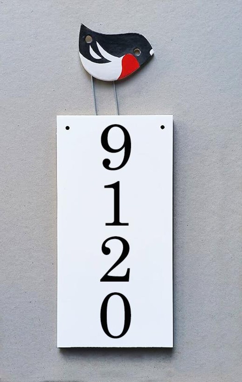 Numbers 9120 House Numbers Sign, Custom Address Sign, Vertical Sign With Songbird ...