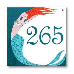 Beach house numbers, Address sign, Custom beach sign with mermaid, Nautical custom sign, House number sign