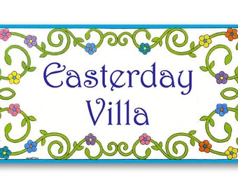 Custom house name sign, Ceramic house sign, Personalized name sign, House address tile, Housewarming gift