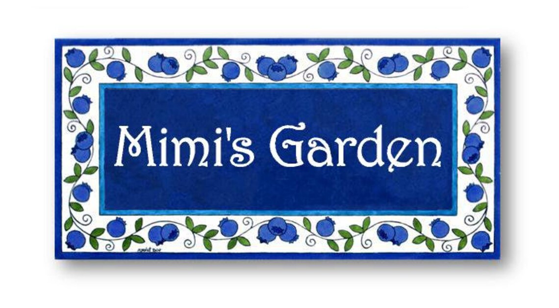 Custom Ceramic Name Sign With Blueberries Ceramic Family Name Etsy