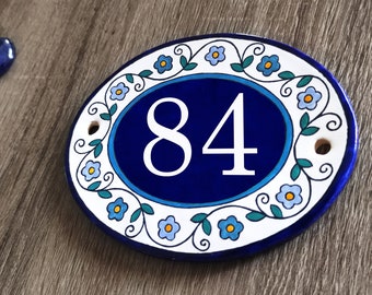 Ceramic house address sign, Custom house plaque, Outdoor house sign, Housewarming gifts