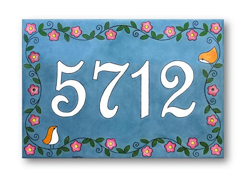 Address Numbers Sign Love Birds Address Plaque Name Sign With Flowers And Birds Custom Address Numbers - 