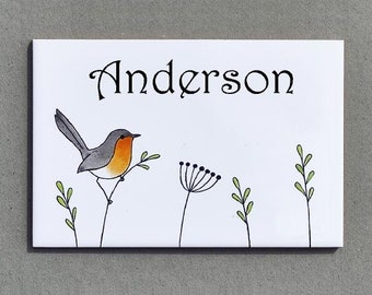 Custom name tile, Ceramic house plaque, Personalized family name sign, Front door decor, Housewarming gift