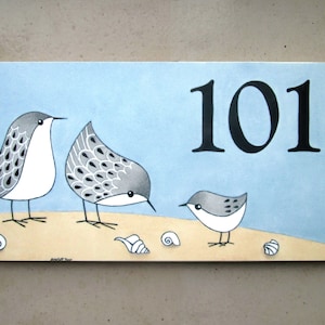 Beach Cottage Sign Sanderling Birds, Address Plaque, Custom Beach House Sign, Beach House Numbers, Beach Decor, Address numbers