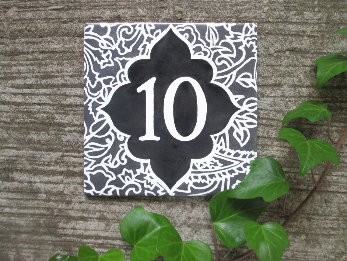 House Numbers Tile Address Plaque House Number Sign Ceramic Etsy