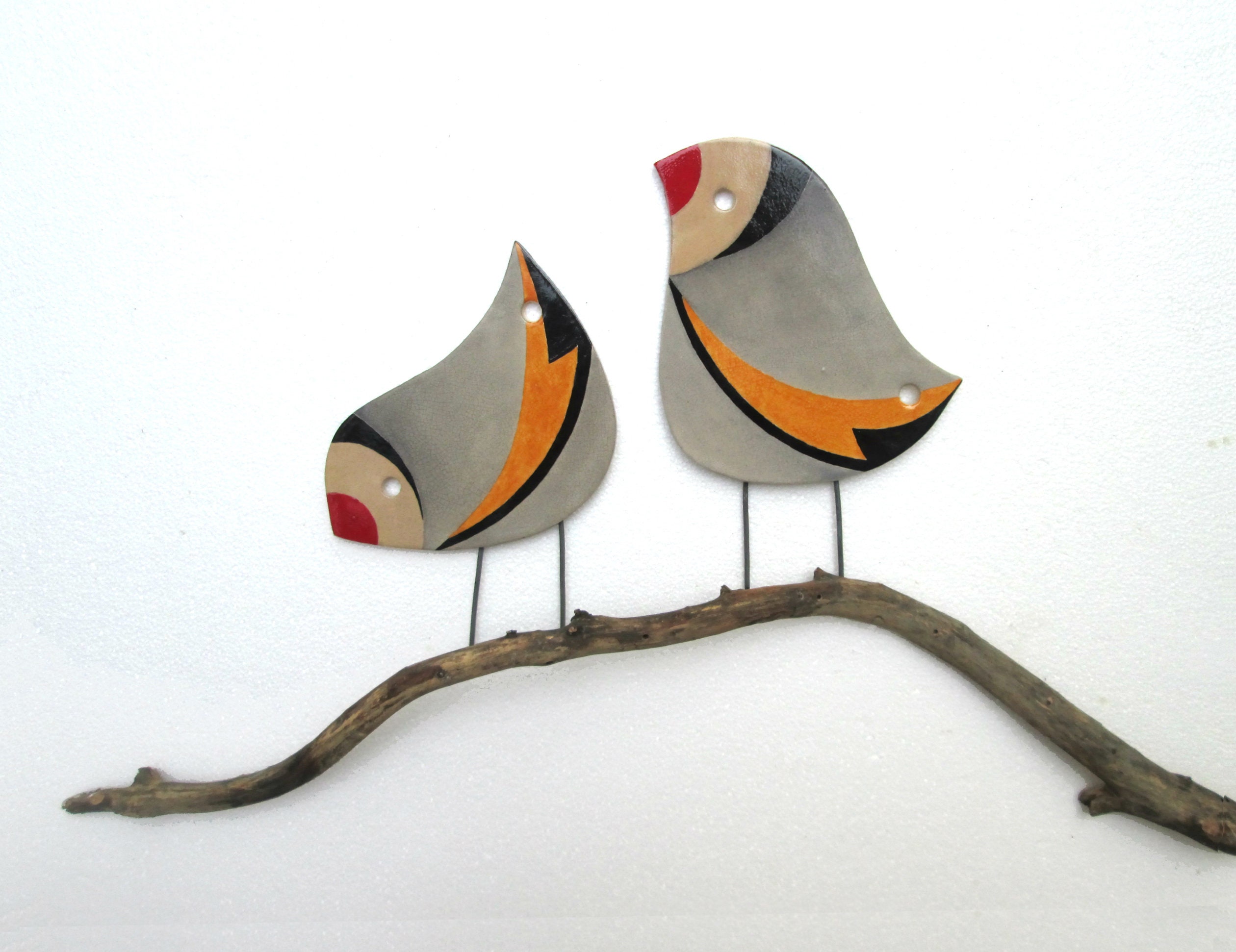 Cardinal birds wall art Ceramic Birds wall decor Outdoor Etsy