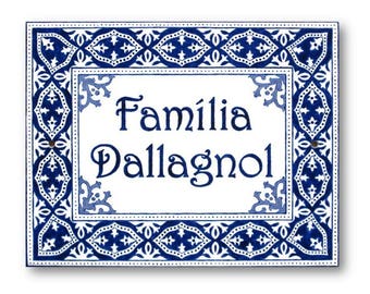 Custom Name Sign Portuguese Style, Ceramic Name Plaque, Personalized Name Sign, Custom House Plaque