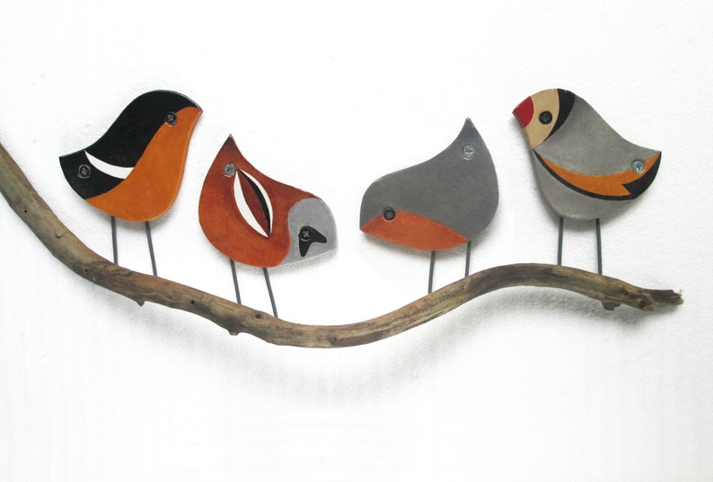 Bird wall art Ceramic garden decor Perching birds wall art Etsy