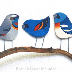 Songbirds wall art, Garden decor, Ceramic perching birds, Birds wall decor, Outdoor bird art
