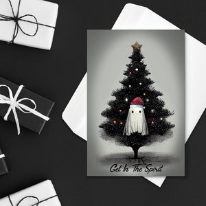 Printable Spooky Ghost Christmas Holiday Greeting Card