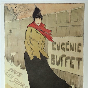 SALE!  Lucien Métivet -- Art Nouveau Poster -- Poster of Eugénie Buffet --  Vintage Serigraph Print