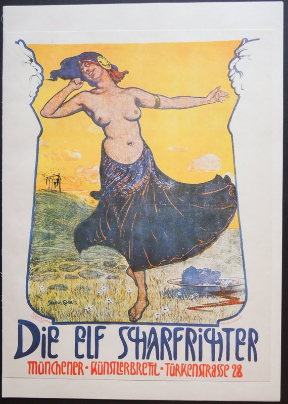 Art Nouveau Poster of the Eleven Hangmen -- Seraphion Grab (Willy Oertel) -- Vintage Serigraph Print