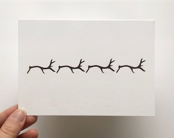 Letterpress Notecard - Black Stag March