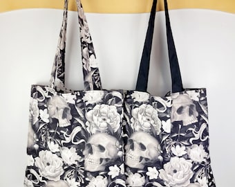 Bone To Be Wild Tote Bag, Canvas Grocery Tote Bag, Grocery Tote, Reusable Tote