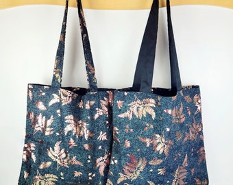 Metallic Ferns Tote Bag, Canvas Grocery Tote Bag, Grocery Tote, Reusable Tote