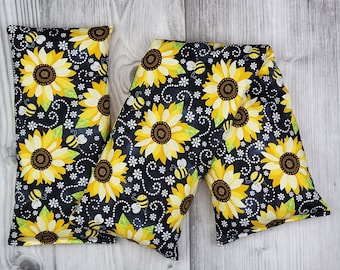 Cherry Pit Heating Pad - Black Sunflowers & Bees