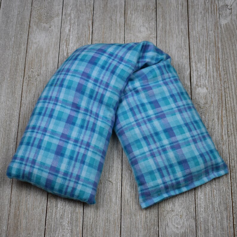 Cherry Pit Heating Pad Aqua Plaid Microwaveable Cherry Pit Etsy
