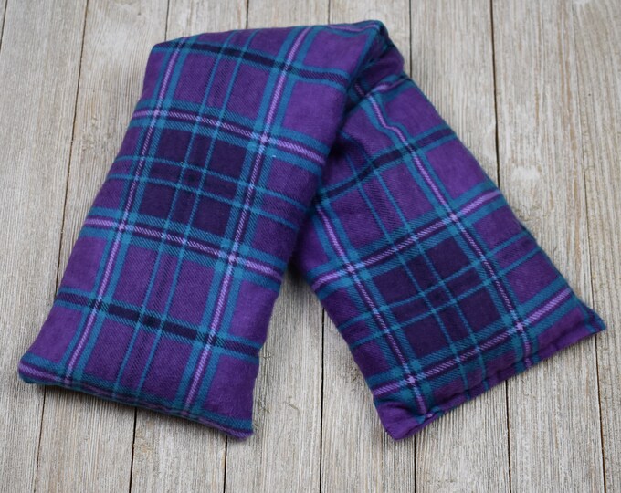 Cherry Pit Heating Pad Purple Aqua Plaid Microwaveable Etsy