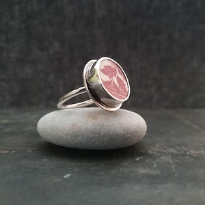 Silver broken china ring, size 18 (US 8), one of a kind ring,