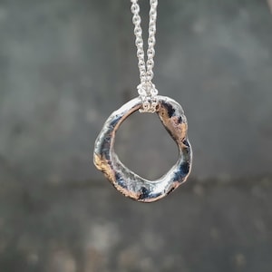 Silver organic necklace, brutalist, pendant necklace, bold and delicate necklace