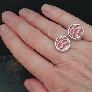 Silver broken china ring, sterling silver, ring size US 7 (17)