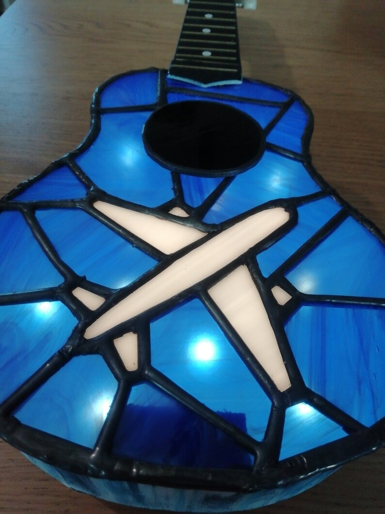 CUSTOM Stained Glass Ukulele Guitar with Fairy Lights. Light Etsy