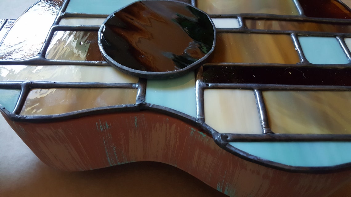 CUSTOM Stained Glass Ukulele Guitar with Fairy Lights. Light Etsy