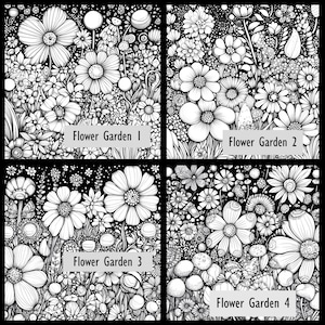 Zentangle Flower Garden Coloring Pages: Relaxing Adult & Child Craft (Downloadable PNG)