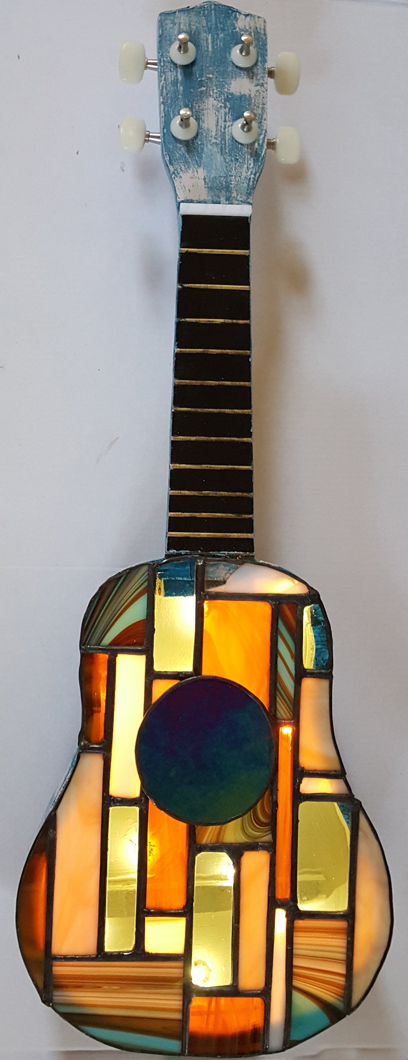 CUSTOM Stained Glass Ukulele Guitar with Fairy Lights. Light Etsy