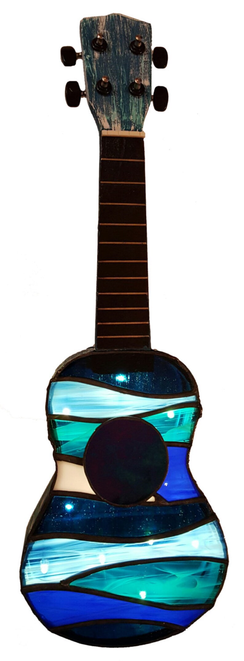 CUSTOM Stained Glass Ukulele Guitar with Fairy Lights. Light Etsy